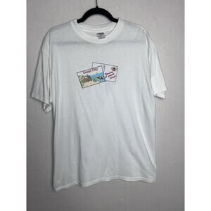 Vintage Anvil White T-Shirt Ocean City Postcard Shirt Sleeve Size Large